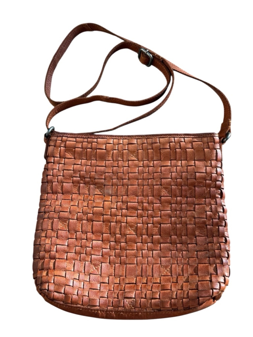 Vilenca Holland woven leather crossbody purse brown bag